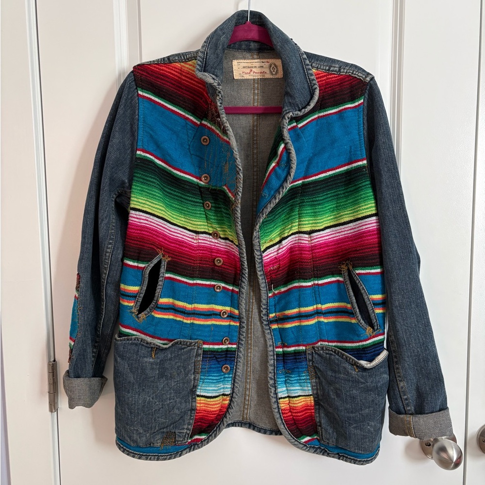 Colorful Striped Denim Jacket